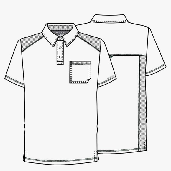 Cherokee Men's Polo Scrub Top, Modern Sporty V-Neck with Breathable Mesh… - Picture 4 of 6